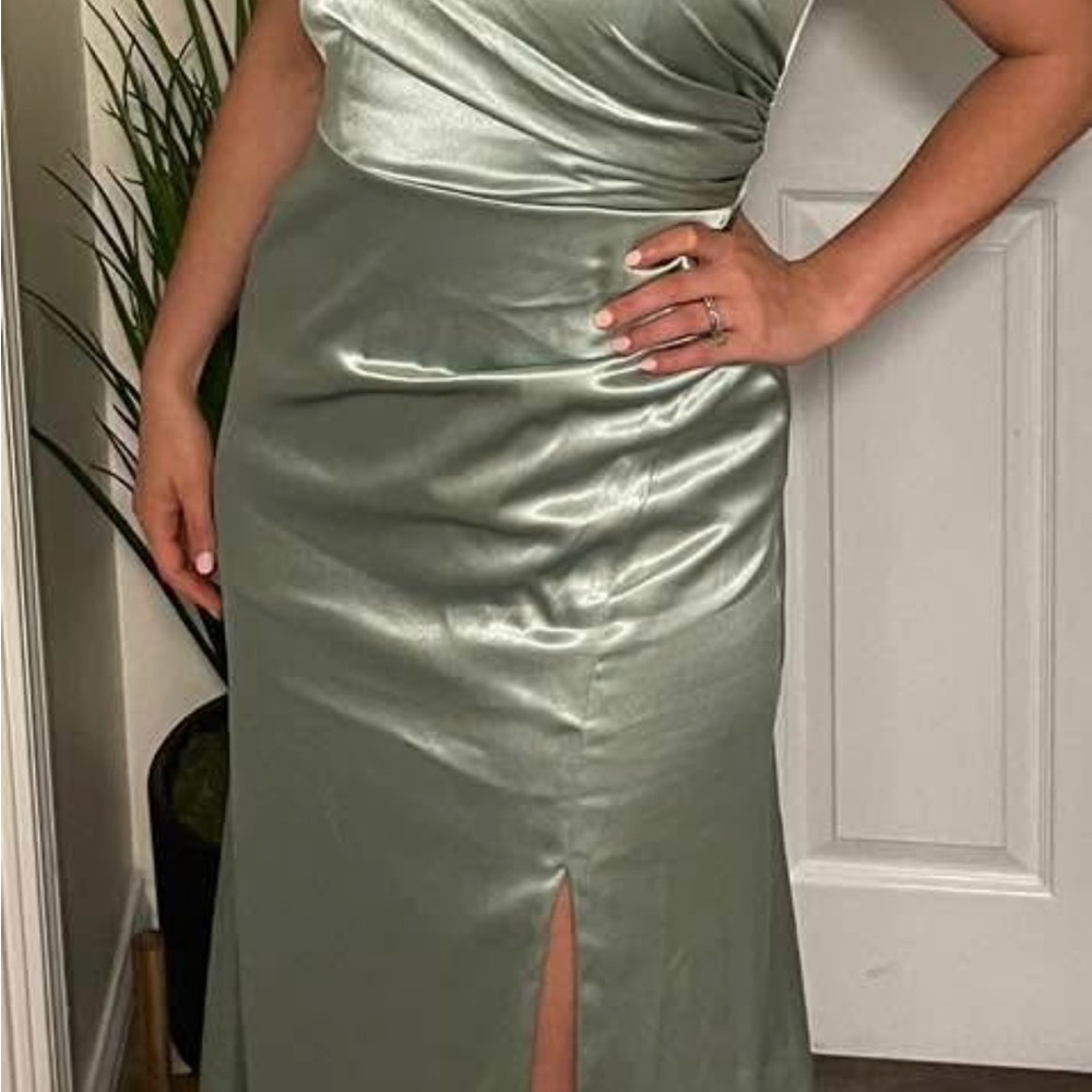 Elegant Sage Green Satin Dress